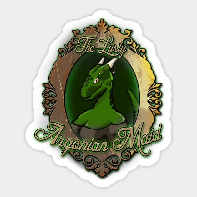 The Lusty Argonian Maid Sticker by Steampunkd